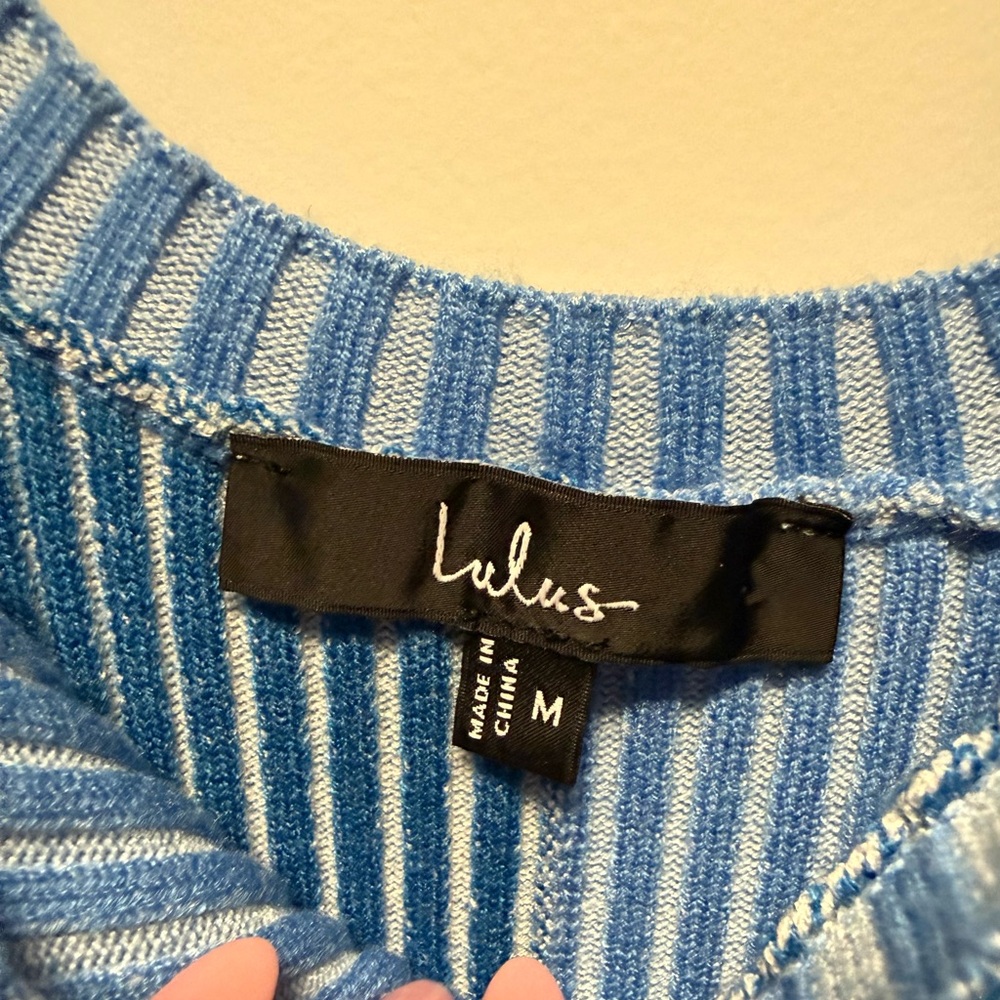 Lulu's Striped Blue Knit Dress - Picture 3 of 6